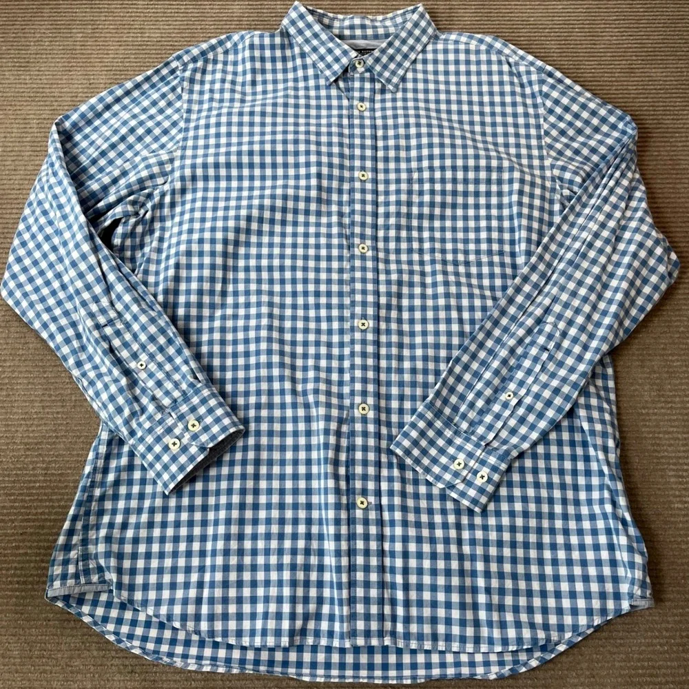 Banana Republic Soft-Wash Gingham Shirt Mens Sz XL Blue White Check Button Down